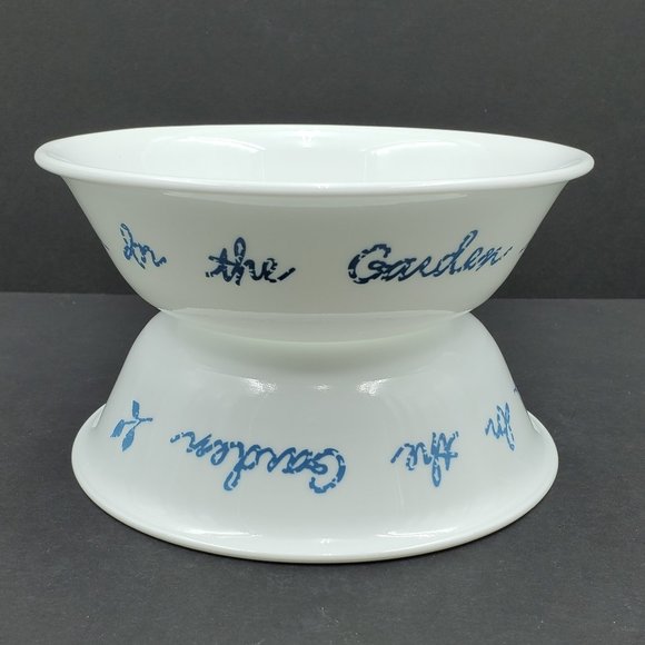 Corelle In the Garden Soup Cereal Berry Bowls Blue Hearts Stencil Dessert Bowl - Picture 2 of 6